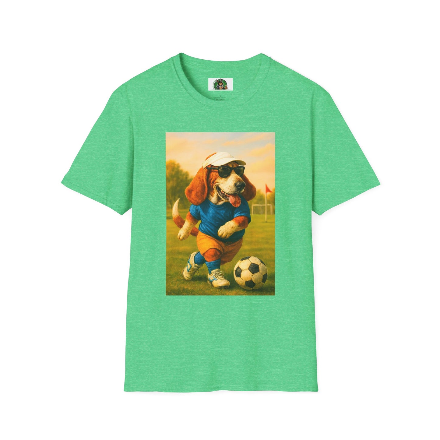 Sports Soccer Bassett Hound T-Shirt T-Shirt Printify Heather Irish Green S