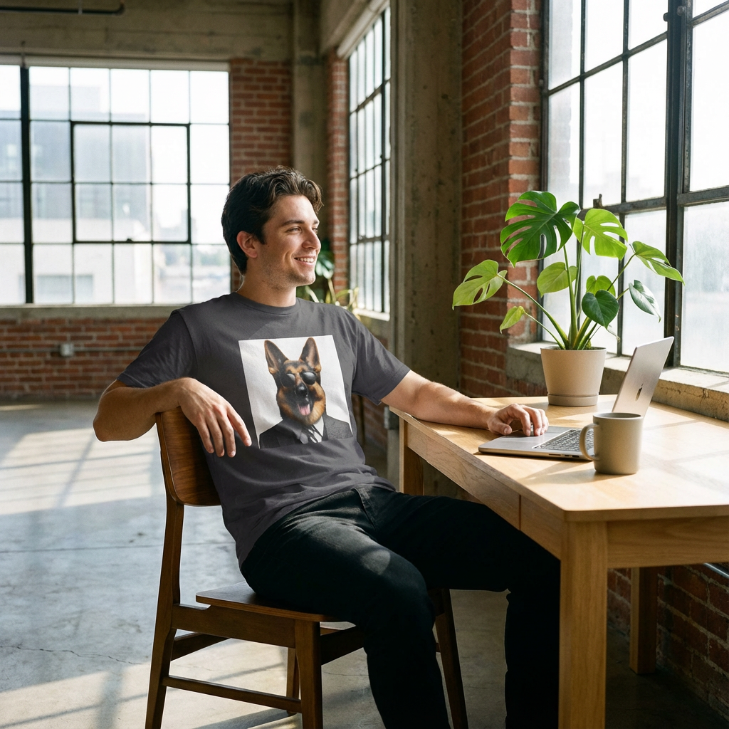 Funny German Shepherd Graphic Tee - Dapper Dog Style | CyberMutz T-Shirt Printify