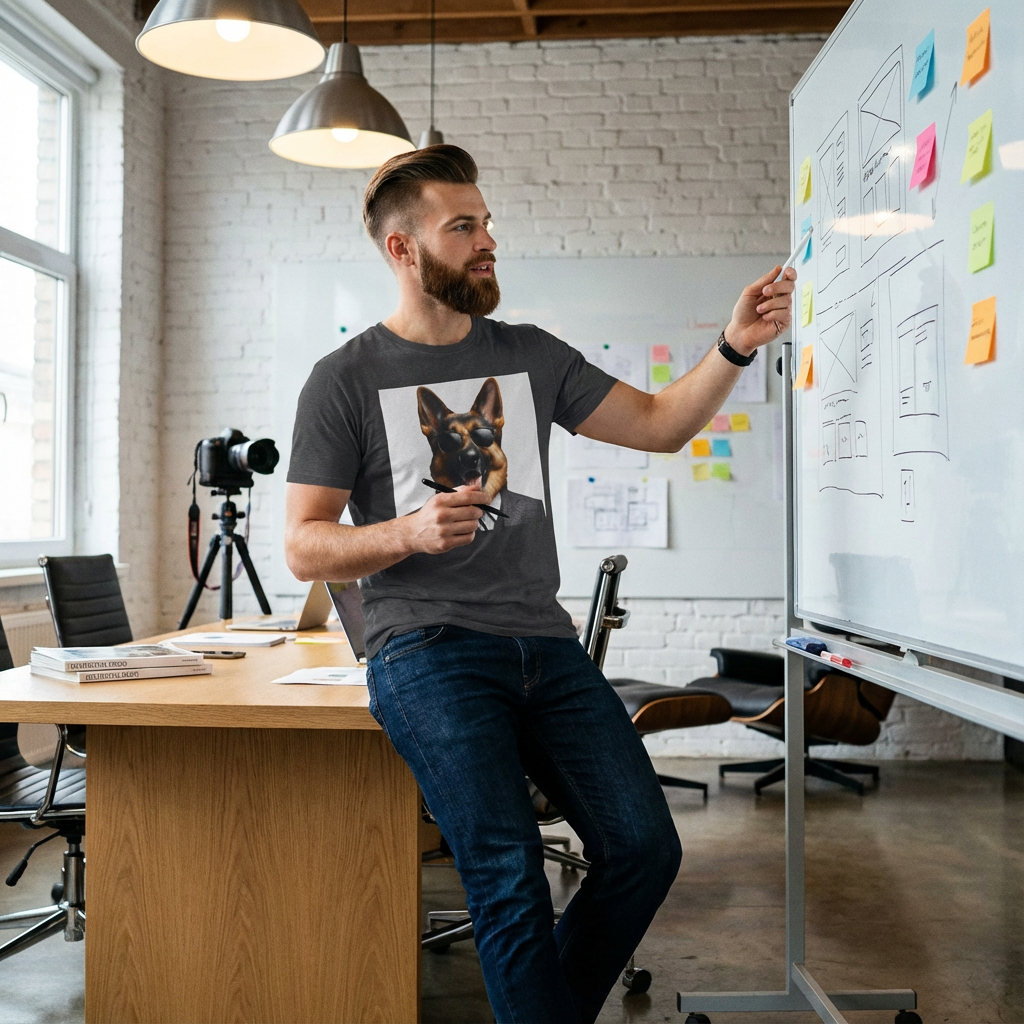 Funny German Shepherd Graphic Tee - Dapper Dog Style | CyberMutz T-Shirt Printify