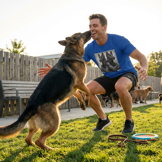 Muscle Twins German Shepherd Graphic Tee - Bold Dog Art | CyberMutz T-Shirt Printify