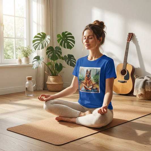 Zen German Shepherd Graphic Tee - Mindful Dog Lover Gift | CyberMutz T-Shirt Printify