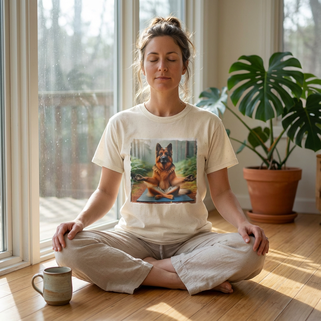 Zen German Shepherd Graphic Tee - Mindful Dog Lover Gift | CyberMutz T-Shirt Printify