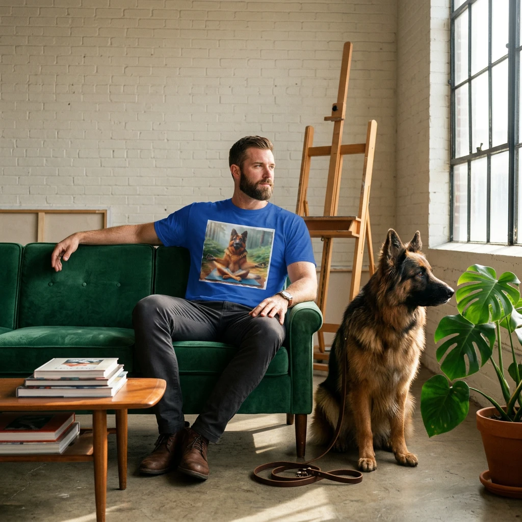 Zen German Shepherd Graphic Tee for Mindful Dog Lovers Gift Unisex Soft Cotton CyberMutz T-Shirt Printify