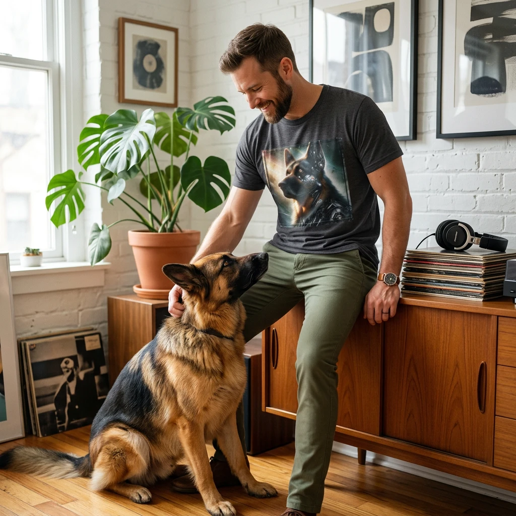Robotic German Shepherd Graphic Tee With Cyber Quality Cotton By CyberMutz Futuristic Dog Design For Tech Lovers T-Shirt Printify
