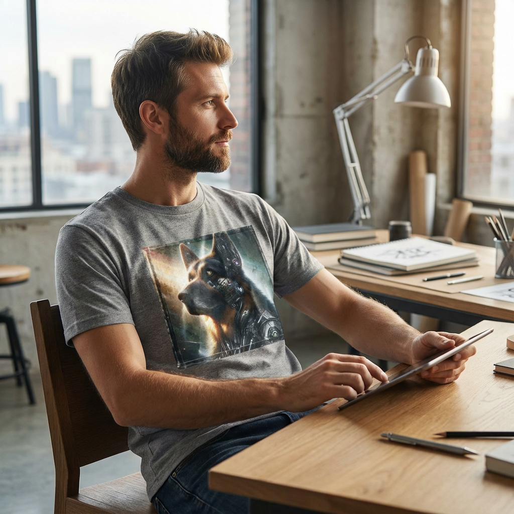 Robotic German Shepherd Graphic Tee - Cyber-Quality Cotton | CyberMutz T-Shirt Printify