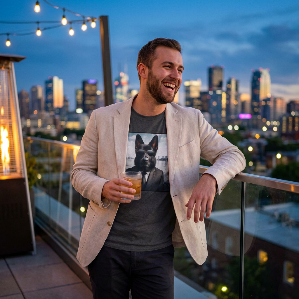 German Shepherd Agent Dog T-Shirt - Quirky AI Design | CyberMutz T-Shirt Printify