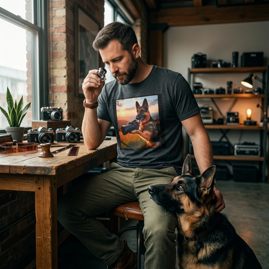 German Shepherd Photographer Graphic Tee T-Shirt Printify