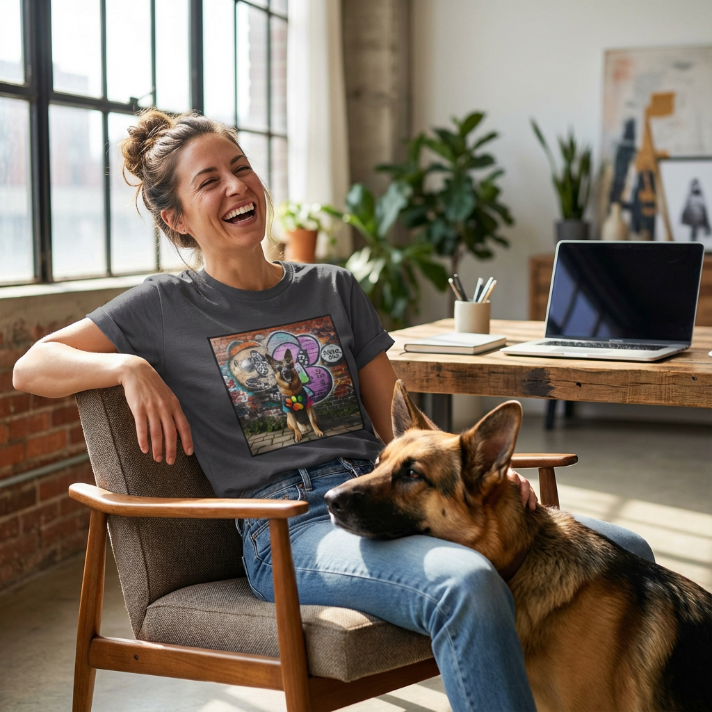 German Shepherd Dog Chillin T-Shirt - Canine Cool Style | CyberMutz T-Shirt Printify