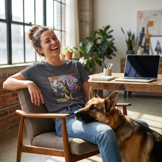 German Shepherd Dog Chillin T-Shirt - Canine Cool Style | CyberMutz T-Shirt Printify