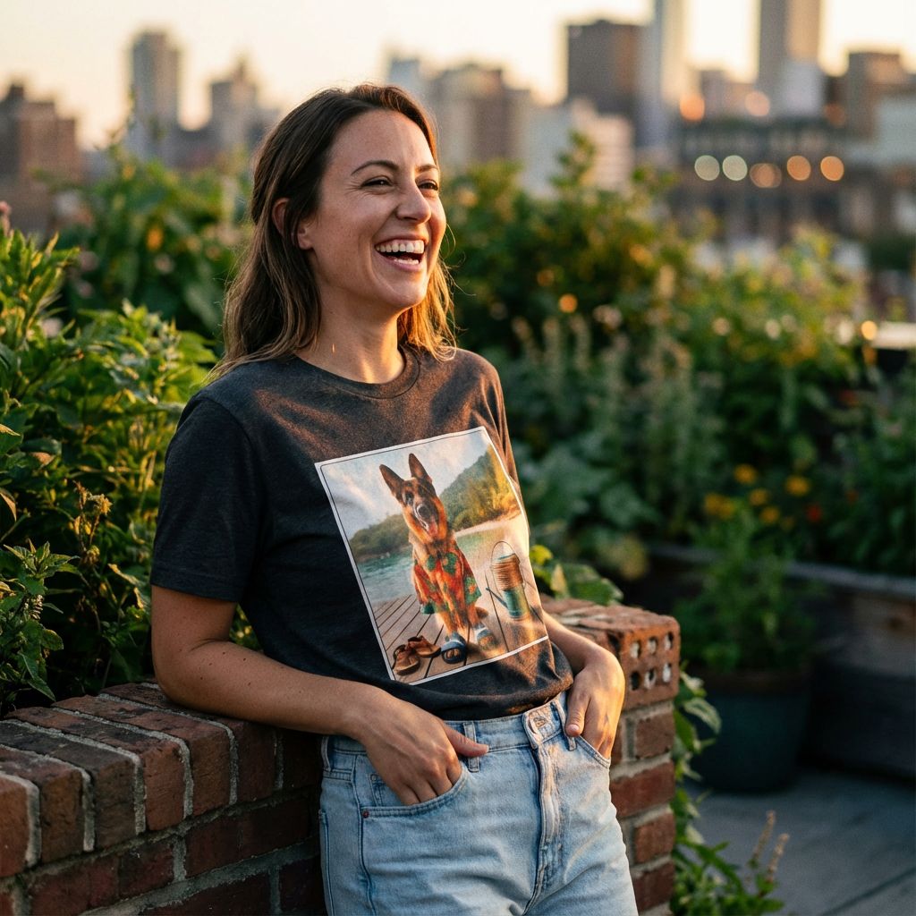 German Shepherd Beachin Dog Lover Tee - Quirky Summer Style | CyberMutz T-Shirt Printify