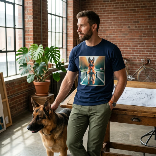 German Shepherd Biker T-Shirt T-Shirt Printify