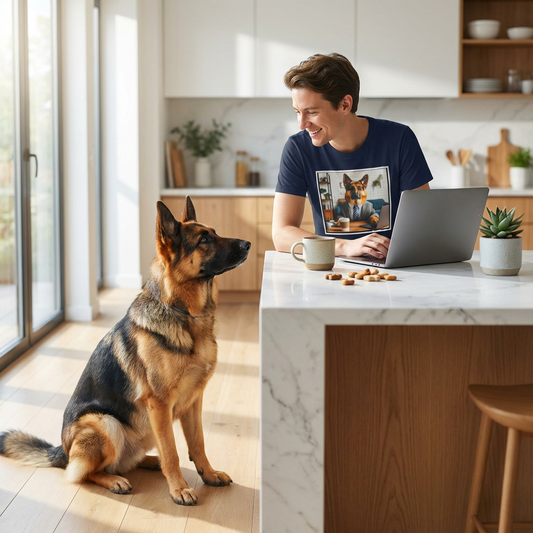 Funny German Shepherd Dog Gift - A Day at the Office Tee | CyberMutz T-Shirt Printify