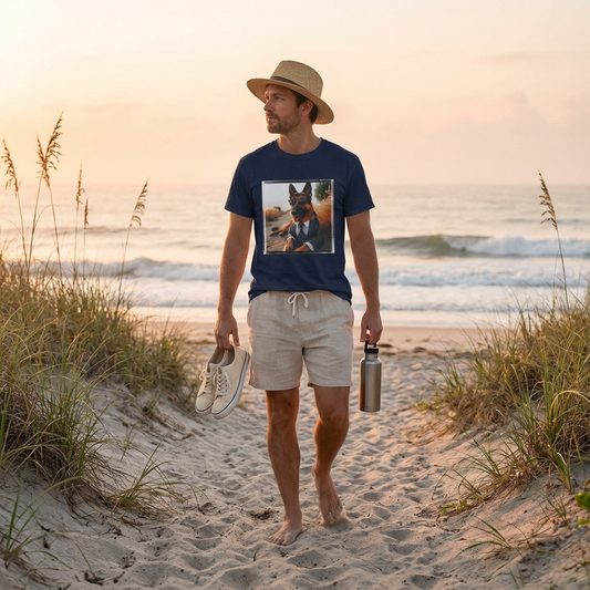 German Shepherd Beach Tee - Quirky Dog Lover Style | CyberMutz T-Shirt Printify