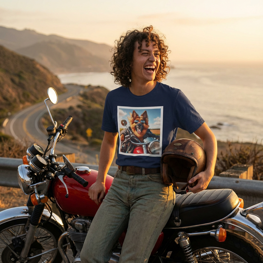 German Shepherd Motorcycle Shirt - Biker Dog Style | CyberMutz T-Shirt Printify