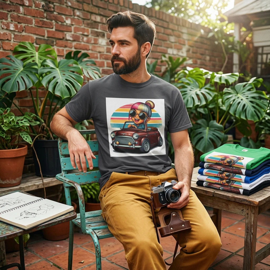 Girl in a Wacky Little Car T-Shirt Printify