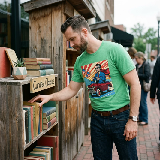 Well Dressed Man in a Wacky Little Car T-Shirt Printify