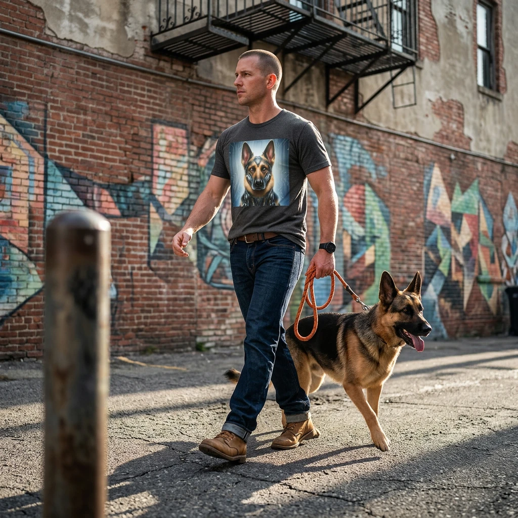 German Shepherd Metal Man Graphic Tee T-Shirt Printify