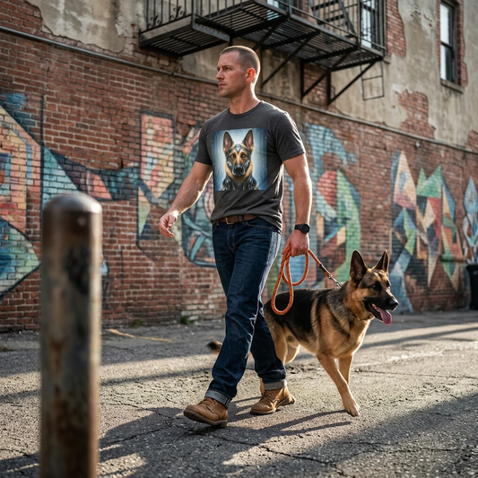 German Shepherd Metal Man Graphic Tee T-Shirt Printify