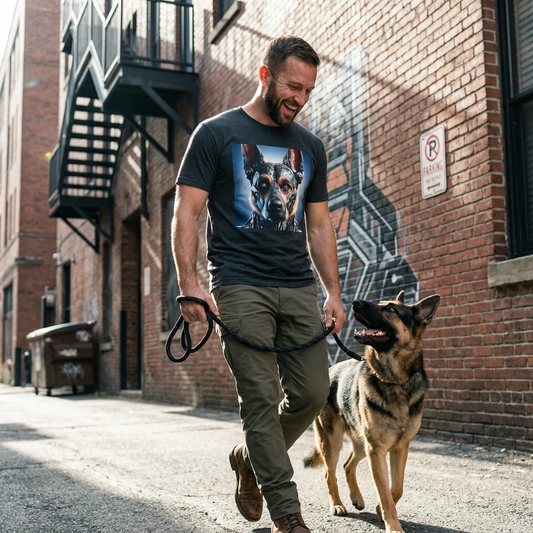 German Shepherd Metal Man T-Shirt T-Shirt Printify