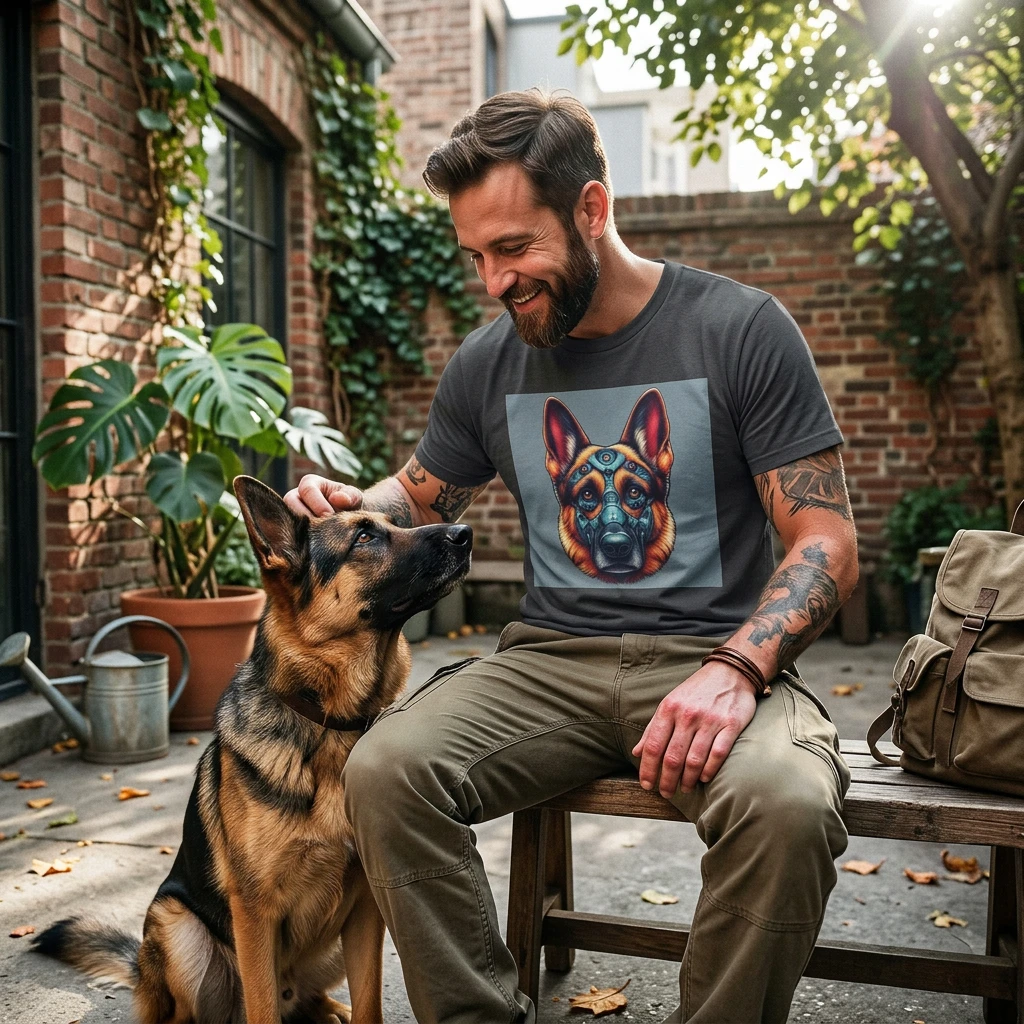 German Shepherd Metal Inspired T-Shirt T-Shirt Printify