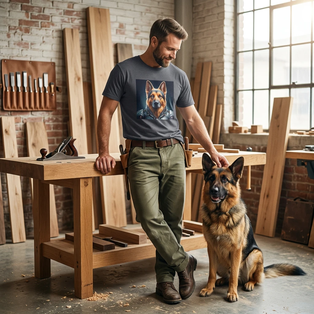 German Shepherd Metal Warrior T-Shirt T-Shirt Printify