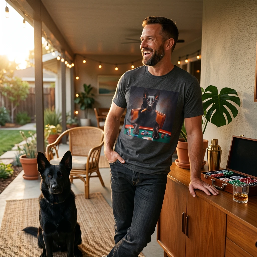 German Shepherd Poker T-Shirt T-Shirt Printify