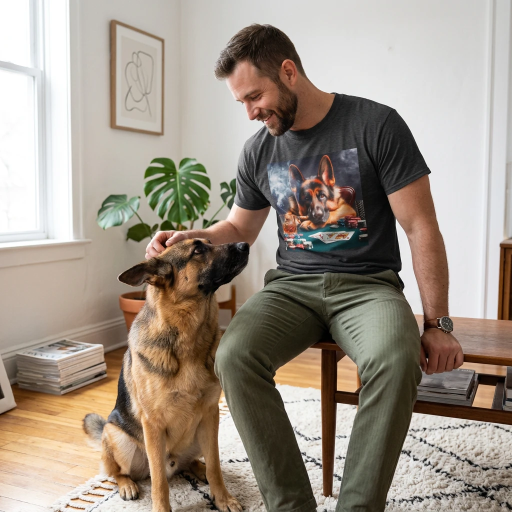 German Shepherd Puppy Playing T-Shirt T-Shirt Printify