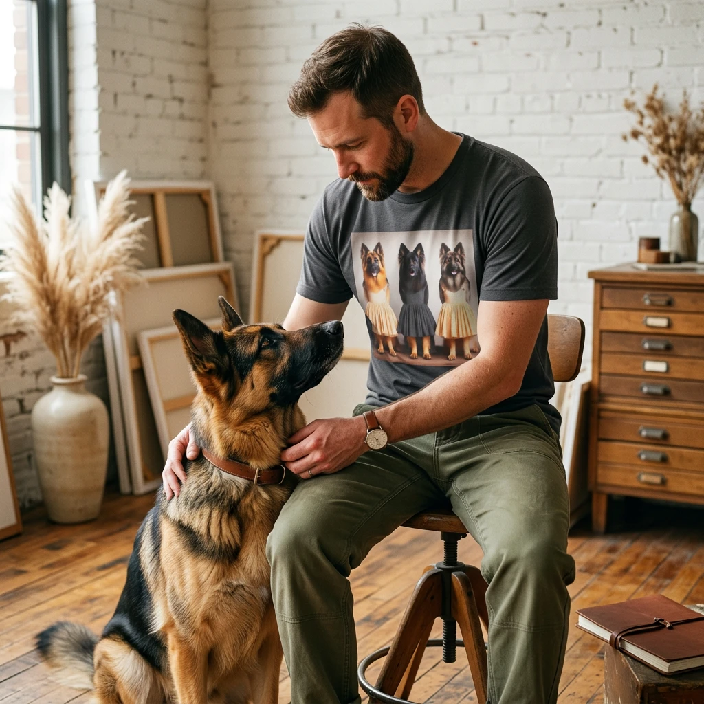 German Shepherd Pretty Ballerinas T-Shirt T-Shirt Printify