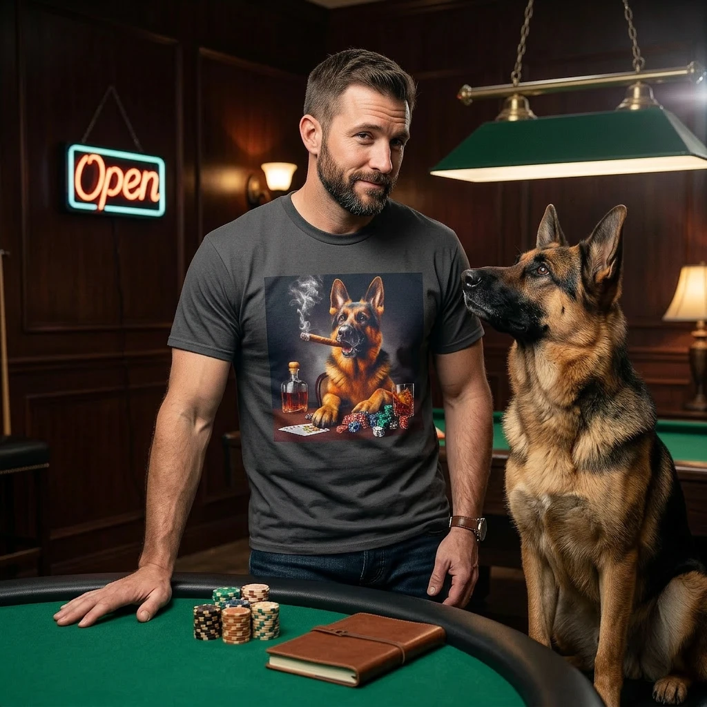 German Shepherd Themed Custom T-Shirt T-Shirt Printify