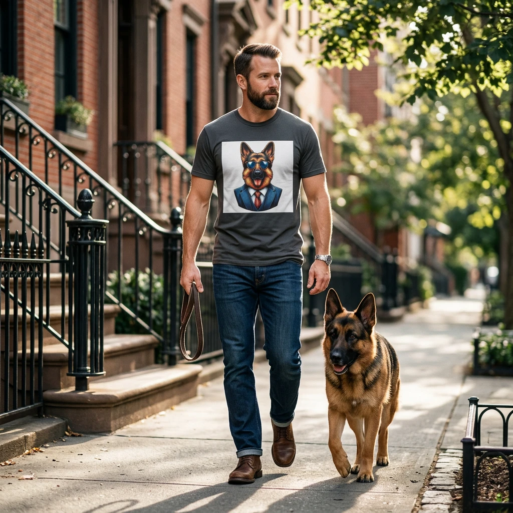 German Shepherd Business Suit T-Shirt T-Shirt Printify