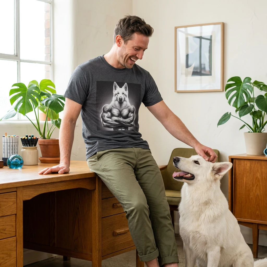 German Shepherd Muscle Man T-Shirt T-Shirt Printify