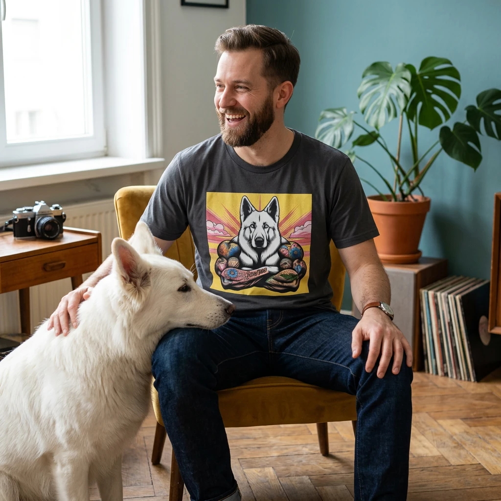 German Shepherd Flexing Arms T-Shirt T-Shirt Printify