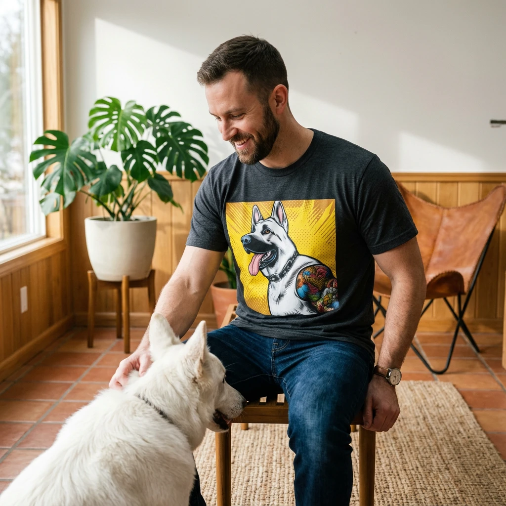 German Shepherd Tattoo T-Shirt T-Shirt Printify