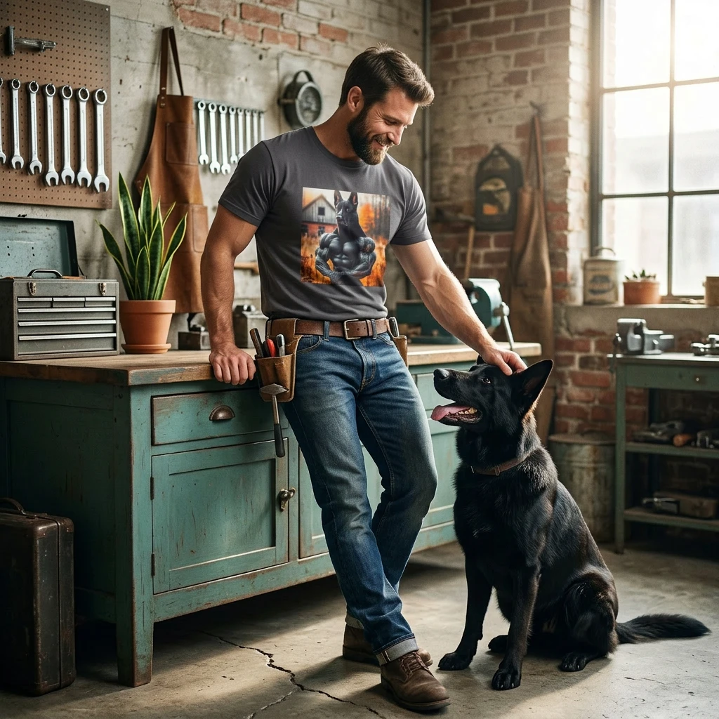 Muscle German Shepherd T Shirt For Dog Lovers And Fitness Enthusiasts With Durable Soft Fabric And Bold Sporty Style T-Shirt Printify