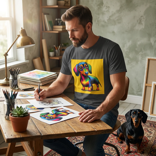 Unisex Dachshund Big Eyes T Shirt Soft Style Cotton Tee For Dog Lovers Gift Idea 100 Percent Cotton T-Shirt Printify