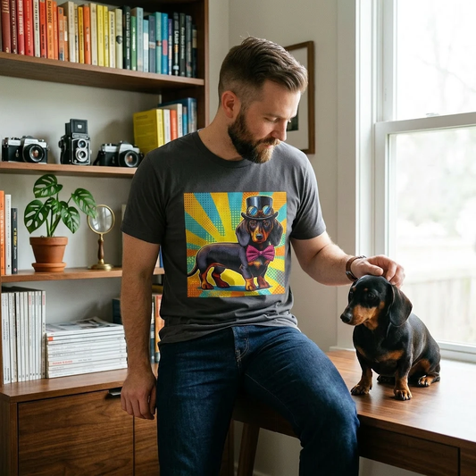 Dachshund Pretty Bow Tie T Shirt Unisex Soft Style Tee 100 Percent Cotton For Solid Colors T-Shirt Printify