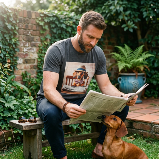 Dachshund Newspaper T Shirt Unisex Soft Style Cotton Tee For Dog Lovers Casual Wear Gift T-Shirt Printify