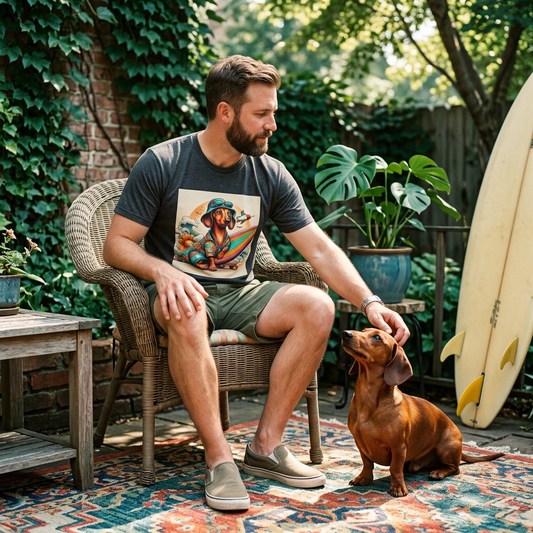 Dachshund Beach Day Unisex Soft Style T Shirt For Casual Comfort Cotton And Polyester Blends T-Shirt Printify