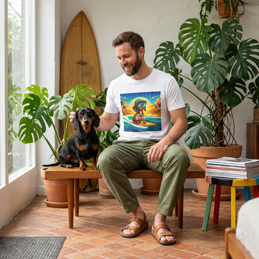 Dachshund Crashing Waves Unisex Tee Shirt Beach Dog Lover For Men And Women Sizes Available T-Shirt Printify