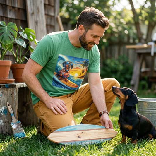 Dachshund Blue Waves T Shirt Unisex Soft Style Cotton Tee For Men Women Casual Wear T-Shirt Printify
