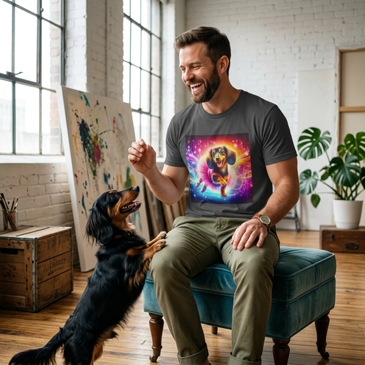 Prima Doxie Ballerina Dachshund Tee Whimsical Long Bodied Dog Art Shirt by CyberMutz T-Shirt Printify