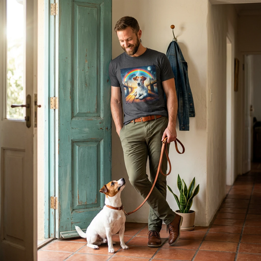 Jack Russell Moonlit Rainbow Bridge T-Shirt Printify