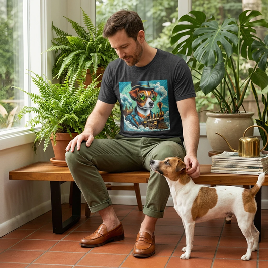 Jack Russell Steampunk And Train T-Shirt Printify