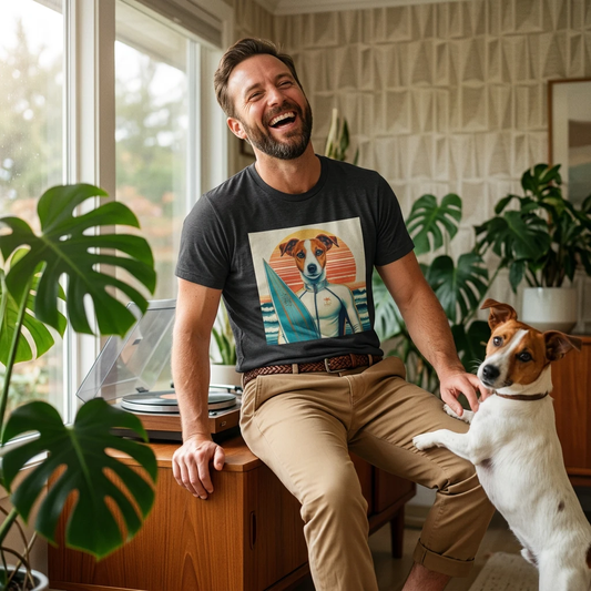 Jack Russell Wet Suit Surfer T-Shirt Printify