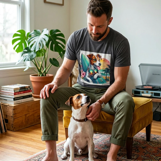Jack Russell Sunset Surfer T-Shirt Printify