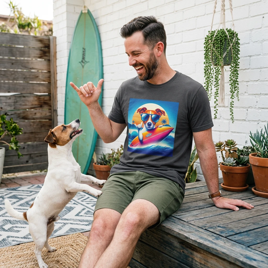 Jack Russell Surfer Dog T-Shirt Printify