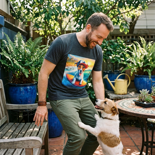Jack Russell Boogie Boarding T-Shirt Printify