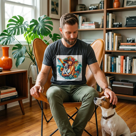 Jack Russell W/Beach Girl T-Shirt Printify