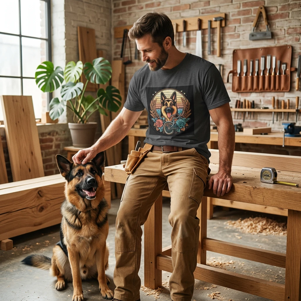 German Shepard pretty flowers shirt T-Shirt Printify