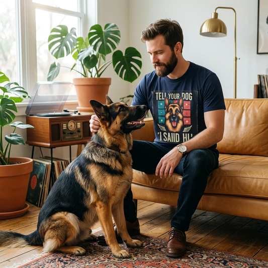 Unisex Soft Style German Shepherd Graphic Tee Tell Your Dog I Said Hiiii Cozy Casual Shirt T-Shirt Printify